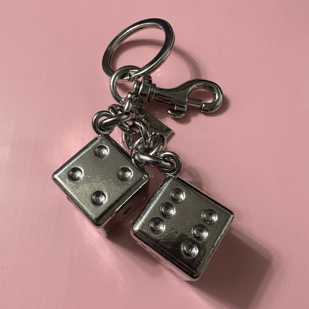 Silver Dice Keychain Charm